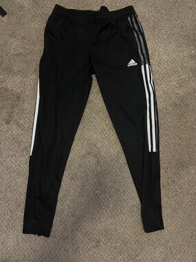 adidas Black Kids Joggers with White Side Stripes